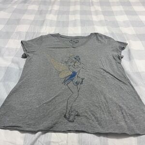 DISNEY- Tinkerbell Grey Cap Sleeve T-Shirt Size XL